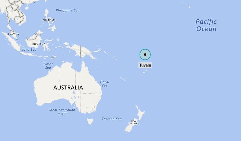 Map of Tuvalu islands in the Pacific Ocean